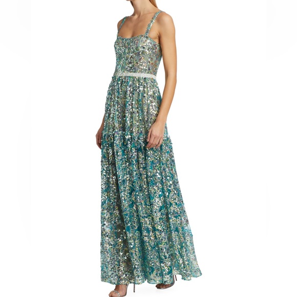 New! BRONX AND BANCO Midnight Sleeveless Sequin Square-Neck Gown Size L/US 8 - Picture 3 of 8